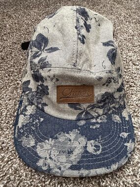 Chuck Floral Denim-Style 5-Panel Cap — Blue & Cream